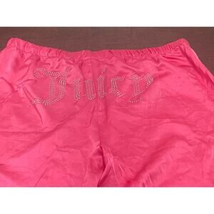 Juicy Couture Pink Satin Sleep Pants Large Rhinestone Logo Lounge Glam Y2K